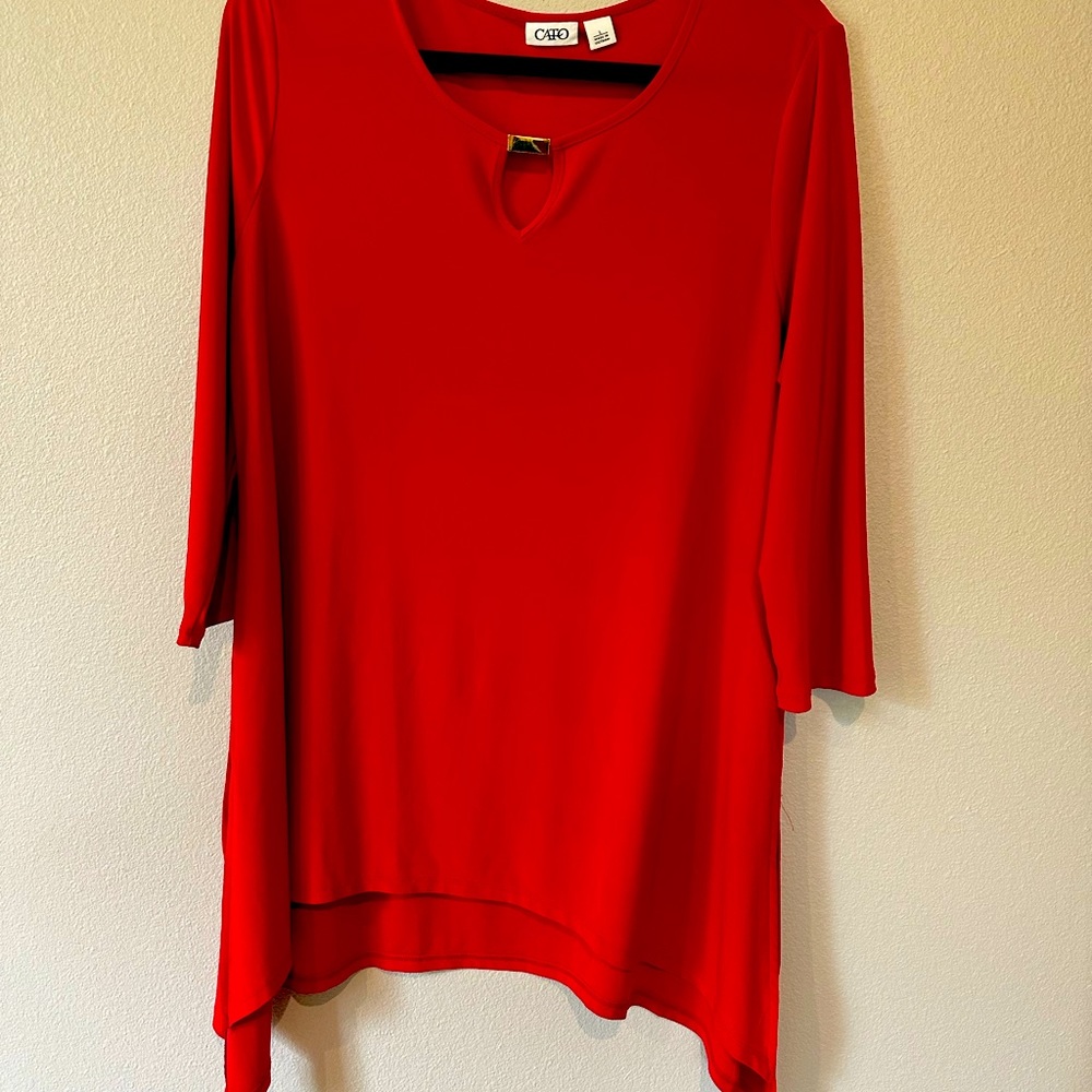 CATO Ruby Red Simply Elegant 3/4 Sleeve Pull over Top